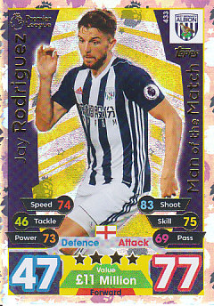 Jay Rodriquez West Bromwich Albion 2017/18 Topps Match Attax Man of the Match #433